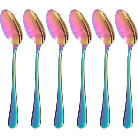 6 Pièces Cuillère Petite à Dessert, Café, Latte Macchiato, Expresso, Surface Miroir (1/4)