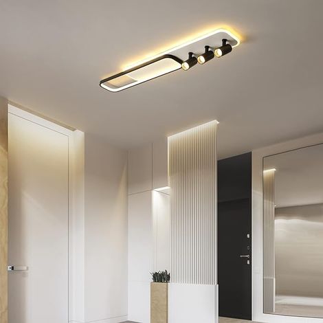 Modern LED Ceiling Light, 3-Light Track Light Spotlight Acrylic Black with White Geometric Ceiling Light Lighting Fixture Dimmable Remote Control Living Bedroom Kitchen Dining Room Fixture