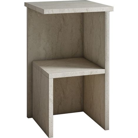 Table de chevet en bois "Roisin" - 30 x 30 x 50 cm - Travertin