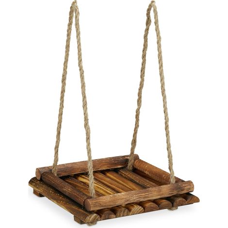 Mangiatoia per uccelli dal design decorativo da appoggio o sospesa giardino 30 x 25 x 25 cm in legno di abete marrone 130010720