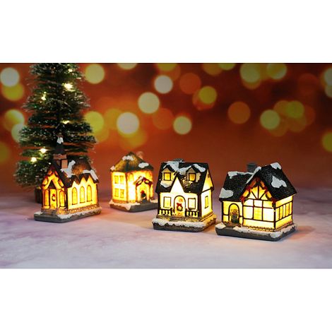 Maison lumineuse de Noël en résine LED, décorations de Noël, scène de village, cadeau de Noël (1/3)