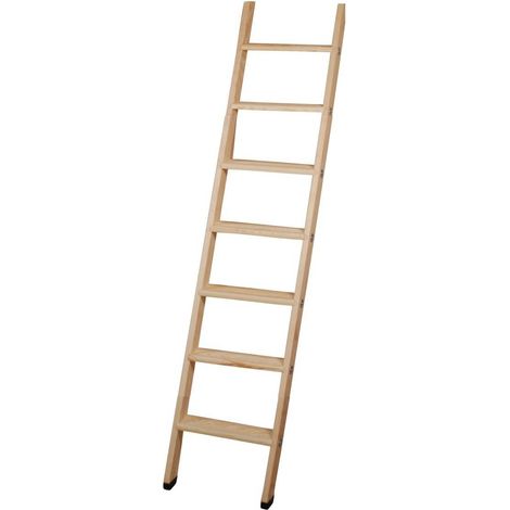 Levigne – Echelle de mezzanine en pin 268 cm – 11 marches – Largeur 0,40 m – Marches plates antidérapantes – Équerres de fixation incluses
