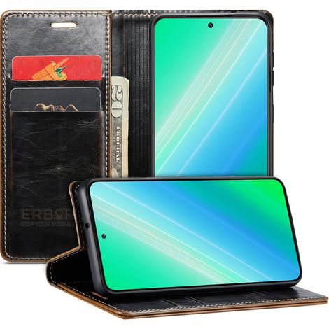 Funda tipo cartera ultra ligera para Samsung Galaxy S23, erbord Waxy Wallet, marrón. (1/5)