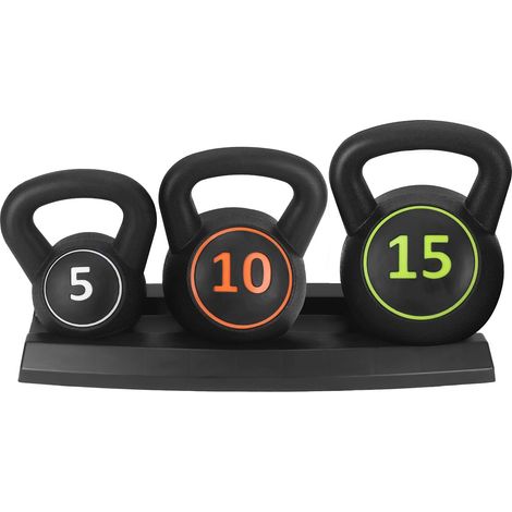 Trintion 3 Pcs Kettlebell Set 5lb 10lb 15lb Weight Lifting Training Kettle Bell Cardio Strength Exercise Equipment for Home Gym Workout Bodybuilding (1/5)