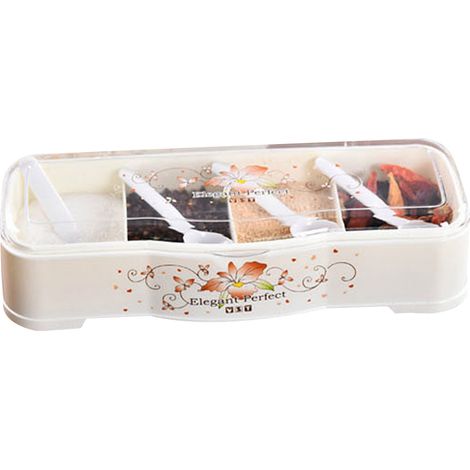 Ensemble de 4 boîtes à épices compartimentées, un excellent contenant pour les épices de cuisine. (1/5)