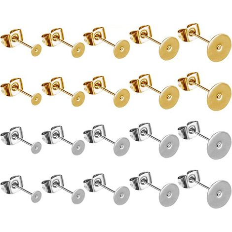 Clou D'oreille - En Acier Inoxydable - Avec Fermoir Papillon Et Fermoir En Caoutchouc - Lot De 100 Pièces (1/5)