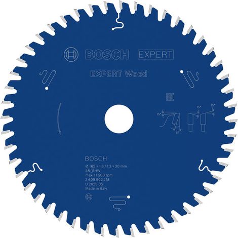 Bosch EXPERT Wood Circular Saw Blade 165 x 1.8/1.3 x 20 mm T48 2608902218 (1/4)