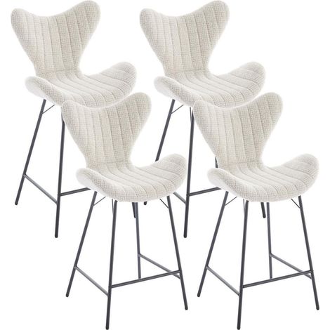 Barhocker 4er Set Chenille mit Stepp-Rückenlehne, Metallbeine, Oatmeal (1/5)