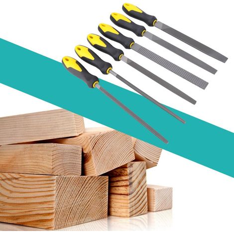 Cocoarm Flachfeilen-Set Raspel Gehrteter Stahl Flache Metallfeile Rutschfester Gummigriff zum Formen von Holz, Metall, Diamant-Schleifwerkzeug, 6 Stück, 20,3 cm
