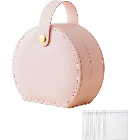 20 Pièces Boîte à Bijoux Ronde Portable Mini Coffret Rangement Bijouterie Compartiments Multiples Organisateur Voyage Écrin Compact Élégant (Rose) (1/5)