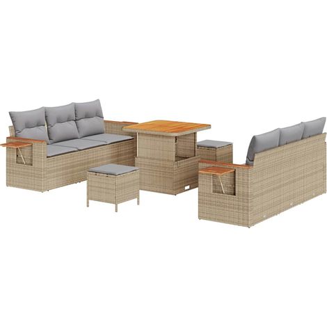 Garden Sofa Set 11 pcs Beige and Light Grey Poly Rattan vidaXL (1/5)