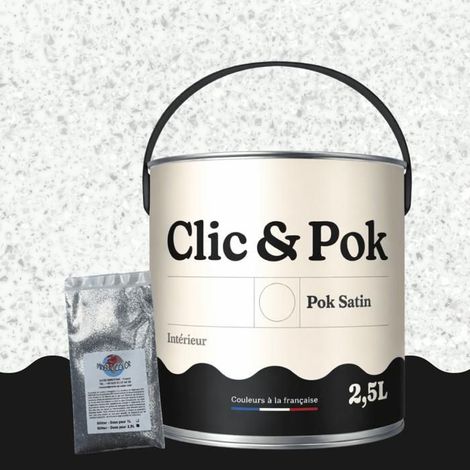 Peinture Effet Pailleté pour Murs & Plafonds - POK PAILLETTE - 2,5L - Blanc Grisé (1/4)
