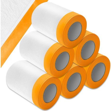 0.55m x 20m ruban de masquage, 6 pièces film masquage bache protection peinture, papier de masquage peinture transparente, anti-poussière et étanche, pour protection sol meubles (1/5)