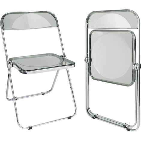 Haloyo® Sedia Pieghevole in PET Riciclato 46x46x75 cm Leggera e Resistente Per Giardino, Ufficio e Casa Grigio Facile da Riporre (1/5)