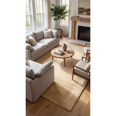Tapis Loribaft Tapis Nova - Tapis en laine - 140x70cm, Rectangular - 100% Laine vierge - Tissé main - Beige (1/5)