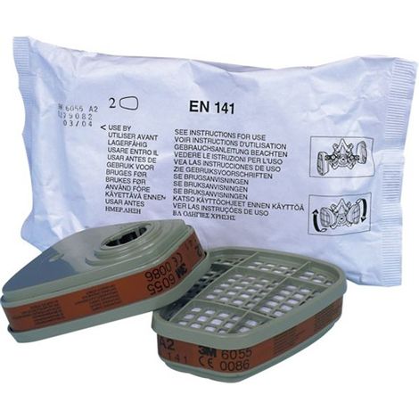 FP – Filtre à gaz 6055 A2 – Protection contre gaz organiques – Connecteur de clic Bayonet – Pour masques 3M série 6000/7000