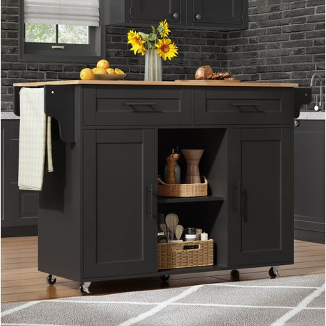 Küchenwagen mit ausziehbarem Tisch, 2 Schubladen, MDF OKMYHOME (1/5)