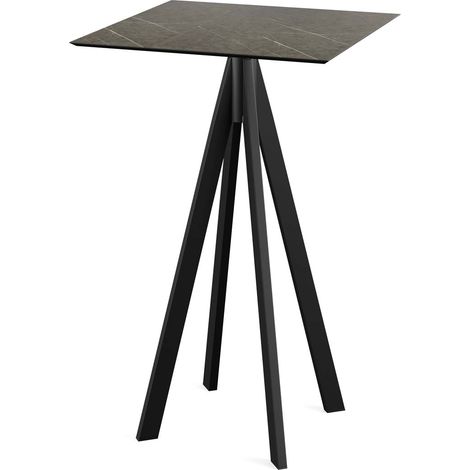 Infinity mange-debout avec piètement noir + plateau HPL Midnight Marble 70x70 cm - Feros