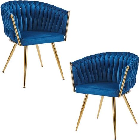 Packs Sillas Comedor - Pack 2 Sillas Widny Golden Terciopelo - Azul (1/5)
