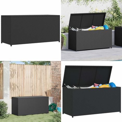 Caja de almacenaje de jardín ratán sintético negro 120x50x60 cm - Caja de cojines - Caja de jardín