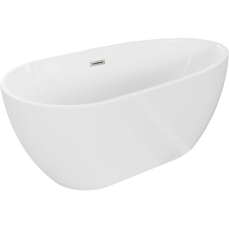 Baignoire Mexen Eos autoportante 170 x 75 cm, blanche, évacuation en nickel brossé - 52471707500-97 (1/5)