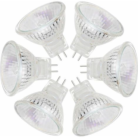 (Pack of 6)MR11 Halogen Bulbs 12V 35W GU4 Bi-Pin Base Spotlight Dimmable Glass Cover 35mm Diameter Warm White 2800K (1/5)