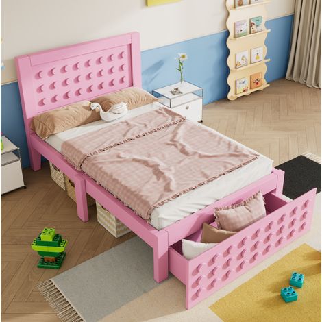 Cama infantil 90x200 con cajón y almacenaje madera DESVIAE (1/5)