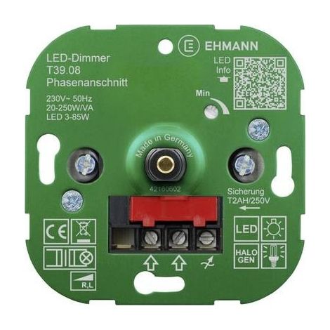 Ehmann 3900x0800 Dimmer da incasso Adatto per lampadina: Lampadina LED, Lampadina a risparmio energetico, Lampadina alo (1/2)