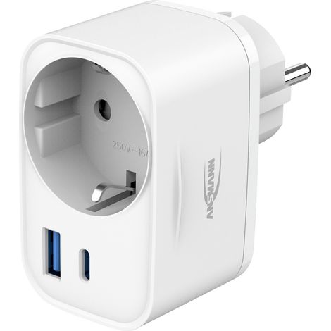 ANSMANN Steckdosenadapter 20W, USB C & USB A Ladegerät zum Schnellladen (1/4)