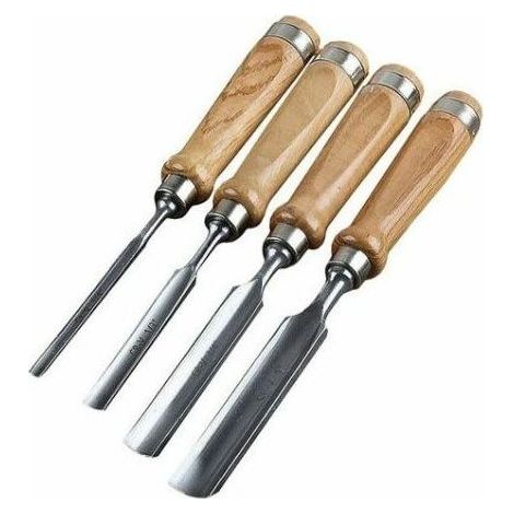 Jeu de ciseaux a bois professionnels, Sets de ciseaux à bois 4 pièces, Sculpture Sur Bois Outils Set Sculpture Main Carving Burins Gouges Pour Sculpture & Bricolage (1/5)