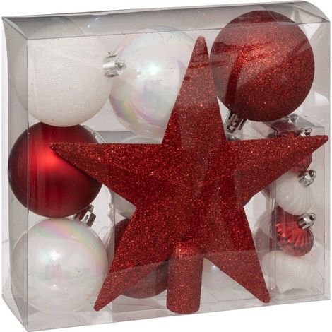 Kit albero di natale colorama de noël 18 pezzi rosso bianco - Atmosphera créateur d'intérieur (1/5)