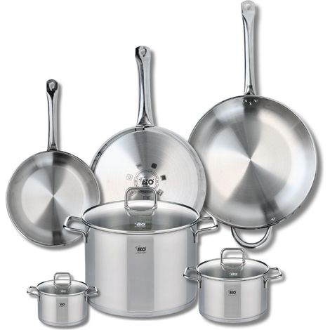 Ensemble de 3 Poêles de cuisson 24, 28 et 32 cm et 3 faitouts 12, 16 et 26 cm Elo Profi Citrin (1/5)