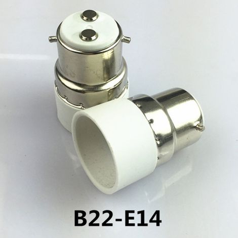 Adaptateur de douille à baïonnette B22 vers E14 à petite vis, en stock, en PBTCE ignifugé.