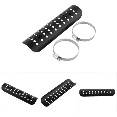 Protection thermique universelle pour tuyau d'échappement de moto - Couverture droite noire anti-chaleur (1/5)