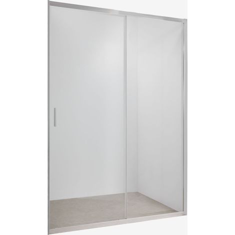 SKLUM Duschabtrennung mit Frontzugang und Soft-Close-Schiebetür, 6 mm gehärtetes Glas und Dover-Aluminium Gebürstetes Grau                  Transparent                
