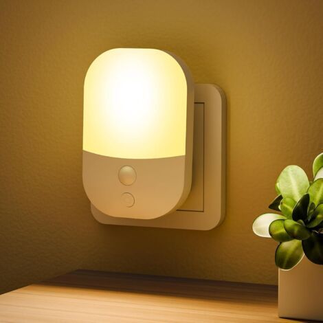 Veilleuse avec Capteur de Crépuscule, 5 Niveaux de Luminosité, ON/OFF/AUTO Mode d'Eclairage, 3000K Blanche Chaude Veilleuse Enfant pour Couloirs, Escaliers, Chambres, Cuisines, Salons, 0,3W (1/4)