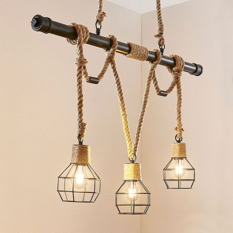 [GEBRAUCHT] B-Ware Lampenwelt Balkenpendelleuchte Ventura Pendelleuchte Lampe Vintageoptik 3flg E27