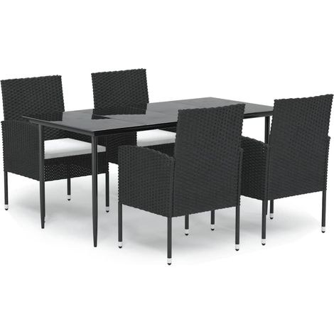 Maison Exclusive - 5-tlg. Garten-Essgruppe mit Kissen Schwarz Pol (1/5)