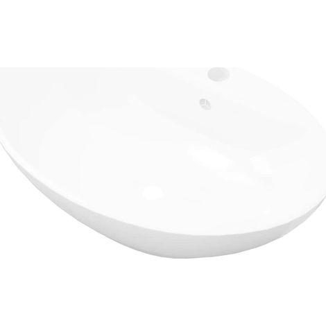 Lavabo vasque à poser Luxueux, ovale Bac à laver, en céramique avec trou de robinet OIB5524E (1/5)