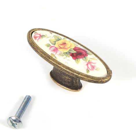 Flower Ceramic Bronze DIY Door Handles Cabinet Cupboard Drawer Knobs Pull Wardrobe 8