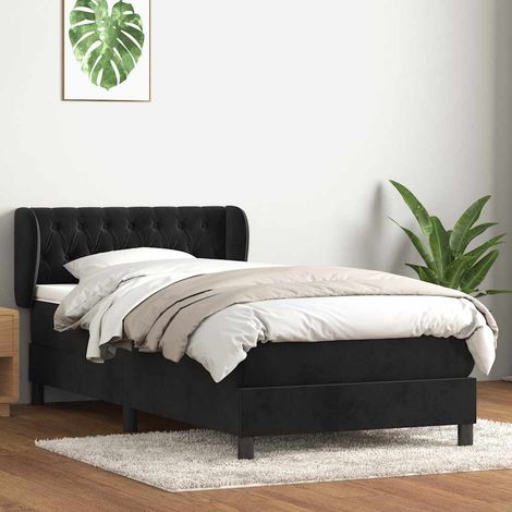 Boxspringbett mit Matratze Schwarz 80x220 cm Samt