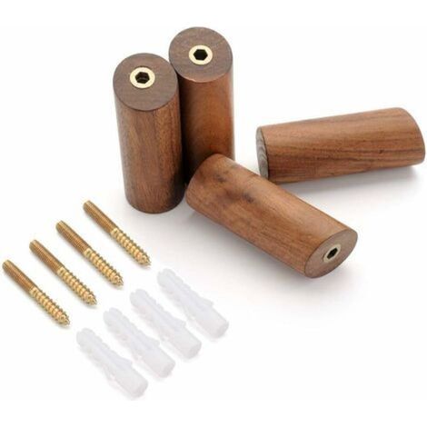 4-Piece Wooden Wall Hooks, 4 Hooks for Hanging Clothes, Hats, Bags, Beech Wood, 8cm - Brown (1/5)