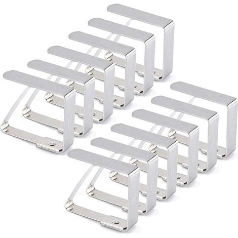 Pinzas para mantel de acero inoxidable, 12 piezas, antideslizantes, ajustables para cocina, oficina y picnic. (1/5)
