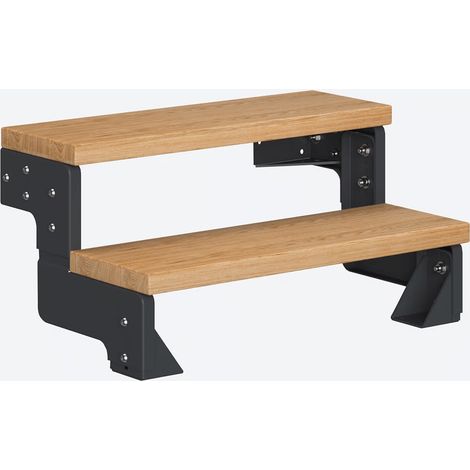 Dolle Modultreppe Gardentop Innen Eiche 2 Stufen 36-44cm Geschosshöhe 85cm Stufenbreite ohne Geländer (1/4)