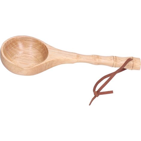 Cuillère en bois à long manche, résistante, pour soupe ou bouillie, ustensile de cuisine, couleur claire (1/5)