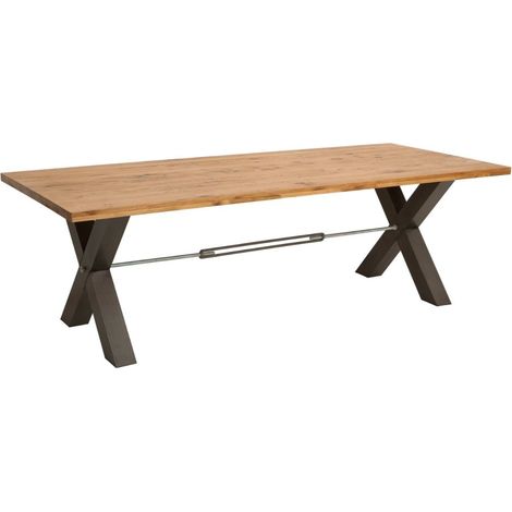 Esstisch CAVARA – Wildeiche und schwarzes Metall – 200 cm – Industriestil