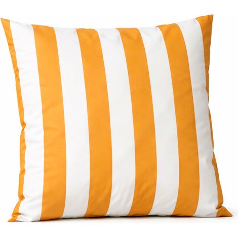 Coussin imperméable déhoussable à rayures ARCACHON Jaune 70x70 cm (1/2)