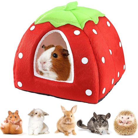 Niche douillette pour cochon d'Inde - Lit moelleux pour animaux - Accessoires lavables - Petite taille - 1 pièce - Gris - Un endroit confortable pour dormir avec des lapins et des cochons d'Inde en ca (1/5)