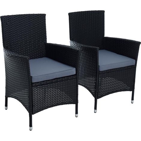 Rattan Gartensessel Polyrattan Stuhl Gartenstuhl 2er Set Garten Sessel Schwarz