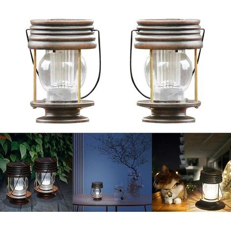 Solarbetriebene Gartenlaterne, 2er-Pack Retro-Hängelaternen, Dekorative Laternen für Terrasse, Büro, Partys drinnen und draußen (Kaltweiß, Pferde-Hängelampe) - Fei Yu (1/5)
